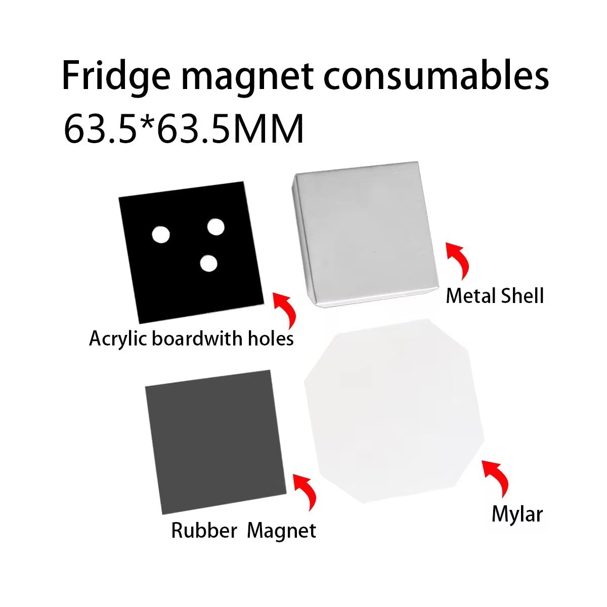63.5x63.5mm Fridge Magnet Making Kit